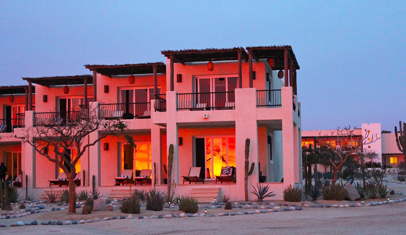 Guest rooms at sunset