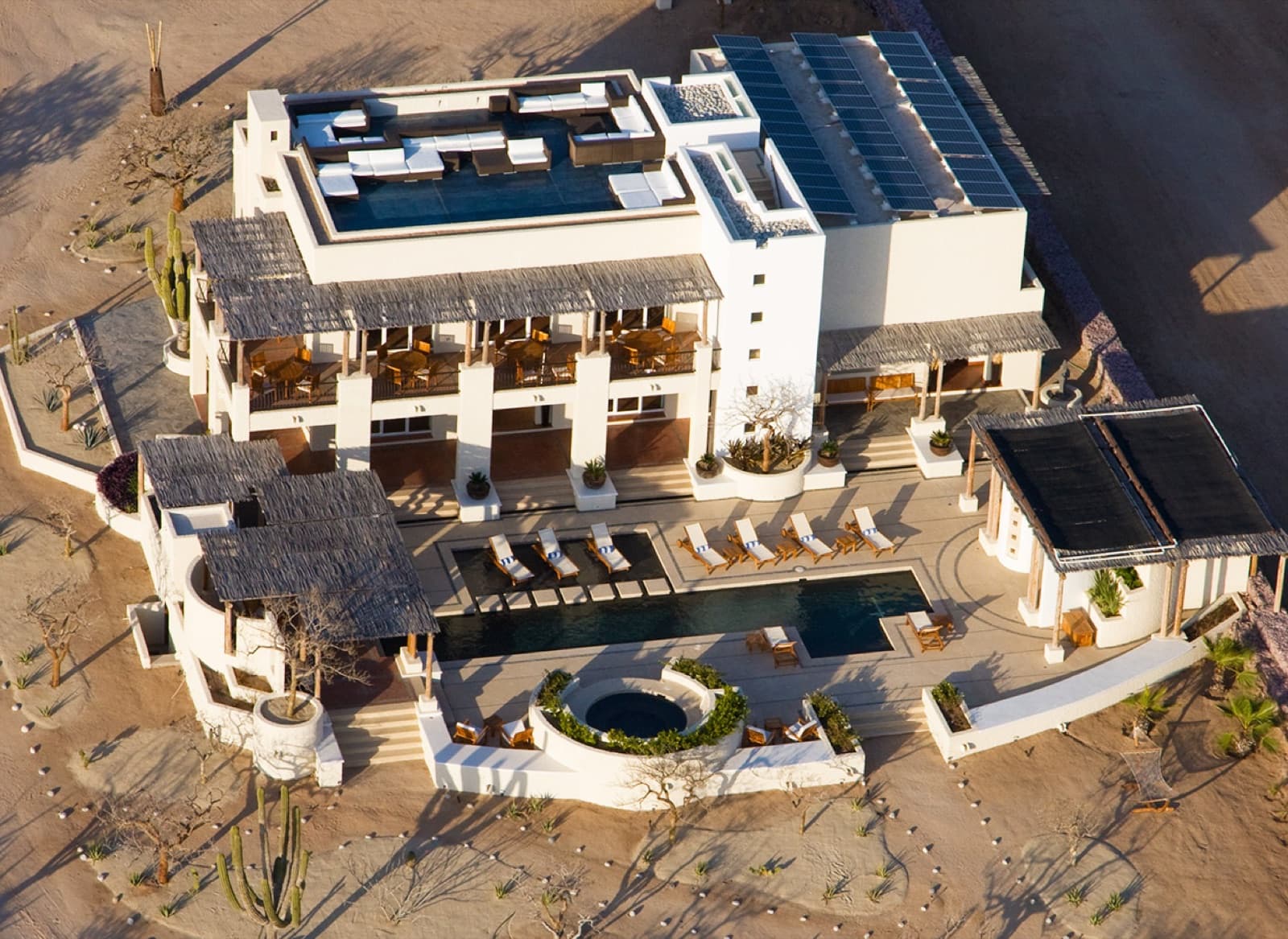 Aerial view of the community building
